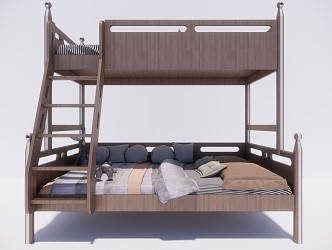 Modern Bed and Bed Solid Wood Children's Bed and Bed 3d model