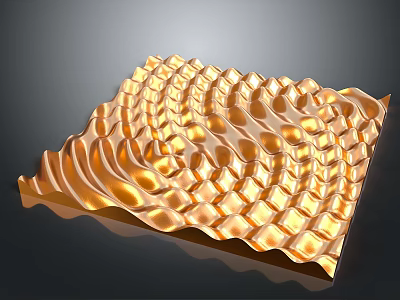 Golden Wavy Diamond Pattern Stylish Decorative Household Item for Home Use 3d model