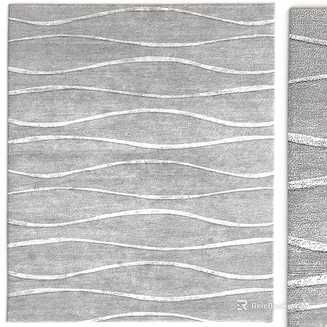 Square Area Rug With Gray And White Wavy Pattern For Home Decor Use 3d model 
