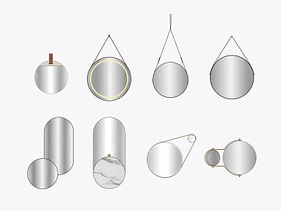 Different Shaped Mirrors With Framed And Hanging Designs For Home Decor 3d model