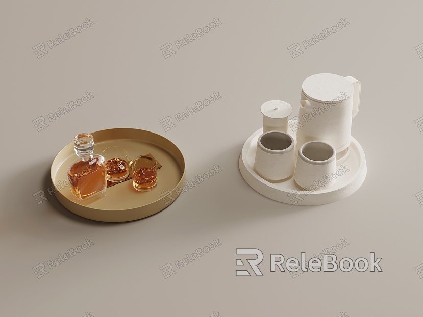 Tray foreign wine glass wine utensils water bottle model