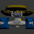 Everyday Use Stylish Blue Skateboard With Yellow Edge Blue Wheels Round Logo