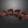 Brown Curved Four Seat Modern Multi Seat Sofa Interior Design 3d model