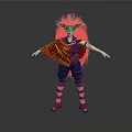 Mythical Horned Character With Red Cape And Creature Inspired Fantasy Outfit