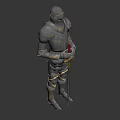 Medieval Knight Armor With Silver Metallic Finish Gold Accents And Red Sword Cross Emblem