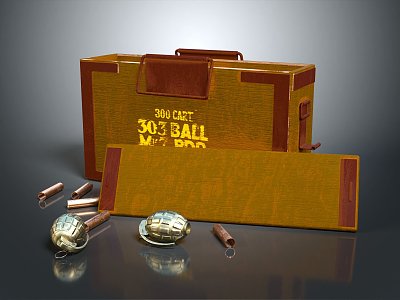 Modern ammunition box gunpowder shell wooden box 3d model