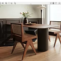 French log style dining table and chair combination 3d model
