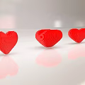 Red Heart Shaped Household Items With Textured Surface On White Smooth Table 3d model
