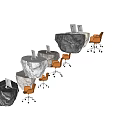 Front Desk Reception With Natural Rock Design Laptop And Orange Chair Interior