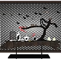 Entryway Console Table Design With Perforated Lattice Tree Decor And LOVE Ornaments