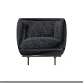 Comfortable Navy Blue Velvet Accent Chair Rounded Back Armrests Gold Metal Legs Modern Design