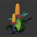Colorful Decorative Garden Plants With Vibrant Mushroom Flower And Leaf Designs