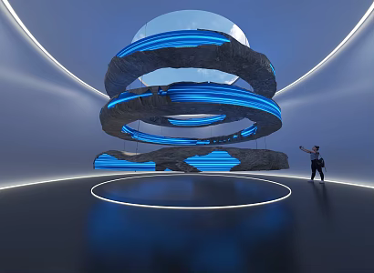 art space art installation meichen stone energy stone meichen art museum multimedia exhibition hall 3d model