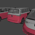Red Volkswagen Van Exterior Design Showcasing Multiple Angles Side And Rear Views 3d model