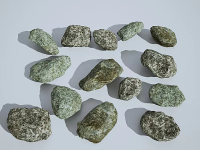 Natural Stones With Various Sizes Different Shapes And Textured Surfaces On White Background 3d model