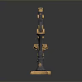 Vintage Brass And Black Metal Microscope With Retro Classic Design For Household Use