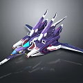 Futuristic Purple And White Spacecraft Model With Aerodynamic Wings For Cosmic Exploration