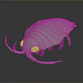 White Creature Model With Red Eyes Long Antennae And Segmented Body On Dark Background