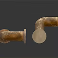 Rusty Metal Elbow Pipe Fittings With Flanged Ends On White Background