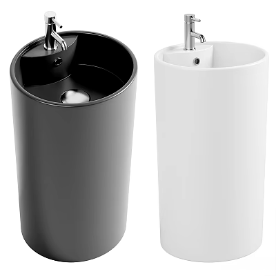Modern Black and White Freestanding Washbasin with Smooth Ceramic Surface and Minimalist Design 3d model