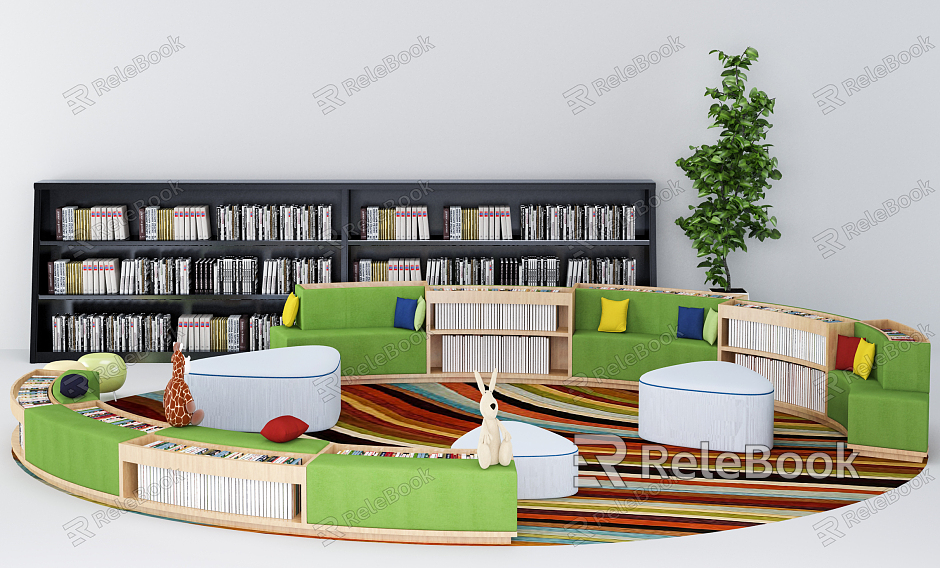 Modern Bookcase Children's Library Toy Sofa Book Decoration Combination model