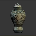 Artistic Traditional Decorative Vase With Lid Handles And Intricate Bird Leaf Patterns