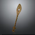 Artistic Carved Plant Sculpture With Spiral Pattern And Natural Wooden Texture