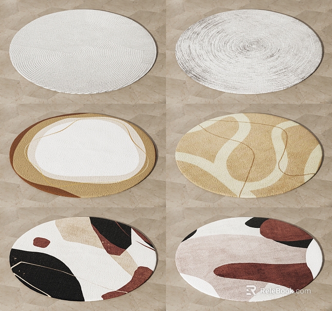 Round Rugs With Various Modern Patterns And Color Design Styles 3d model 
