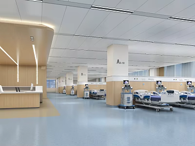 Hospital Outpatient Clinic Interior With Beds Nursing Station And Equipment 3d model