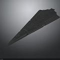 Dark Sci-Fi Triangular Warship Model With Detailed Surface And Sharp Edges