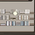 Books and Magazines Neatly Arranged on Wooden Bookshelf with Multiple Shelves in Room Interior