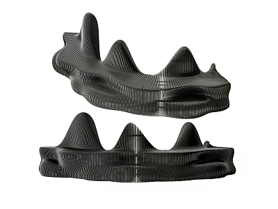Abstract Wave-shaped Sofa with Striped Texture and Unique Design for Modern Spaces 3d model