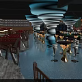 Modern KTV Lounge Interior With Colorful Lighting Tables And Comfortable Sofas