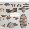 Modern Artistic Wooden Architectural Structures With Various Shapes And Designs 3d model