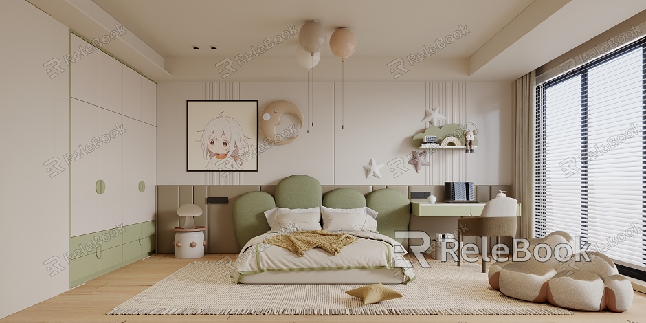 Modern Cream Style Children's Room Minimalist Cream Children's Room model