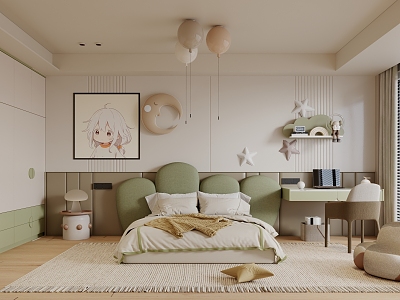 Modern Cream Style Children's Room Minimalist Cream Children's Room model