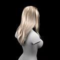 Isolated Woman With Long Blonde Hair And Smooth Bust On Black Background