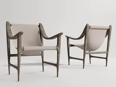 Modern Leisure Chairs With Wooden Frame And Light Colored Cushion Design 3d model