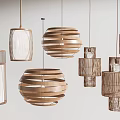 Stylish Wooden Pendant Lights With Woven Patterns Round Shapes And Layered Designs