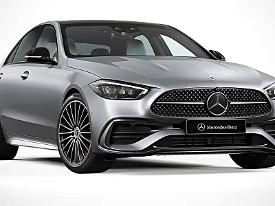 Silver Mercedes Benz Sedan With Modern Front Grille Headlights And Alloy Wheels 3d model Silver Mercedes Benz Sedan With Modern Front Grille Headlights And Alloy Wheels 3d model