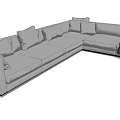 Light Gray L Shaped Sectional Sofa With Multiple Cushions And Throw Blanket For Modern Decor 3d model