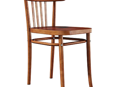 Classic Wooden Dining Chair With Slat Back Design And Natural Wood Finish 3d model