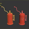 Red Happy Meal Containers With Curved Nozzles And Handles On Black Background
