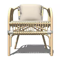 Comfortable Stylish Rattan Leisure Chair Featuring Beige Cushion And Armrest Design
