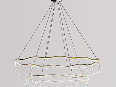 Modern Transparent Circular Ring Chandelier With Layered Hanging Acrylic Structure Design 3d model