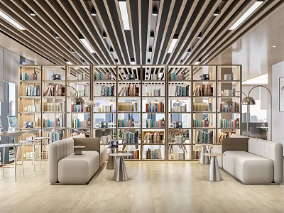 Stylish Modern Book Art Interior Design With Wooden Bookshelves And Colorful Books 3d model