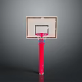 Durable Basketball Hoop With Wooden Backboard Red Pole And Blue Net