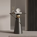 Modern Black Gold Side Table With Spherical Metal Base And Clock Fragrance Diffuser