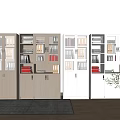 Modern Storage Cabinets In Wooden And White With Glass Doors And Files