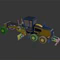 Yellow Blue Agricultural Grader with Cabin Large Tires and Blade